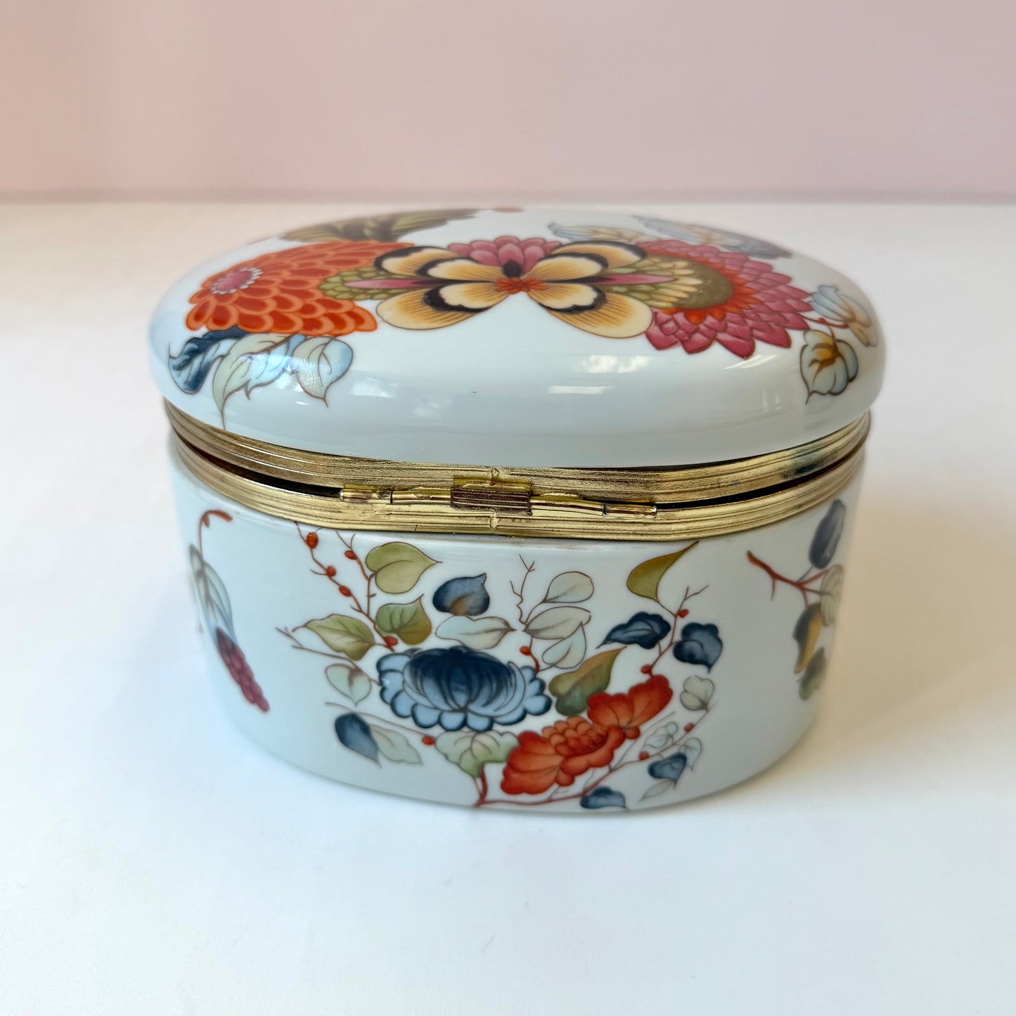 Vintage Porcelain Hinged Floral Box from Andrea by Sadek