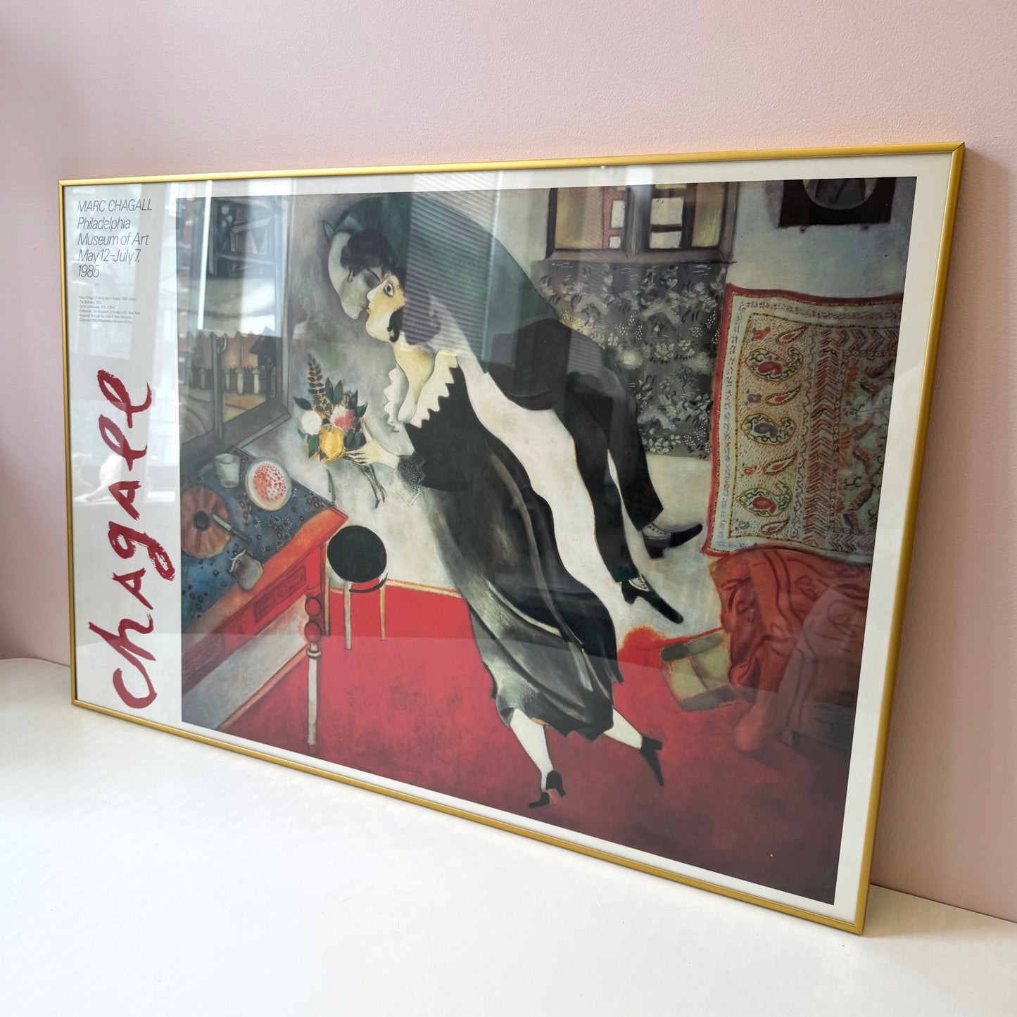 Vintage 1985 “The Birthday” Framed Exhibition Poster by Chagall