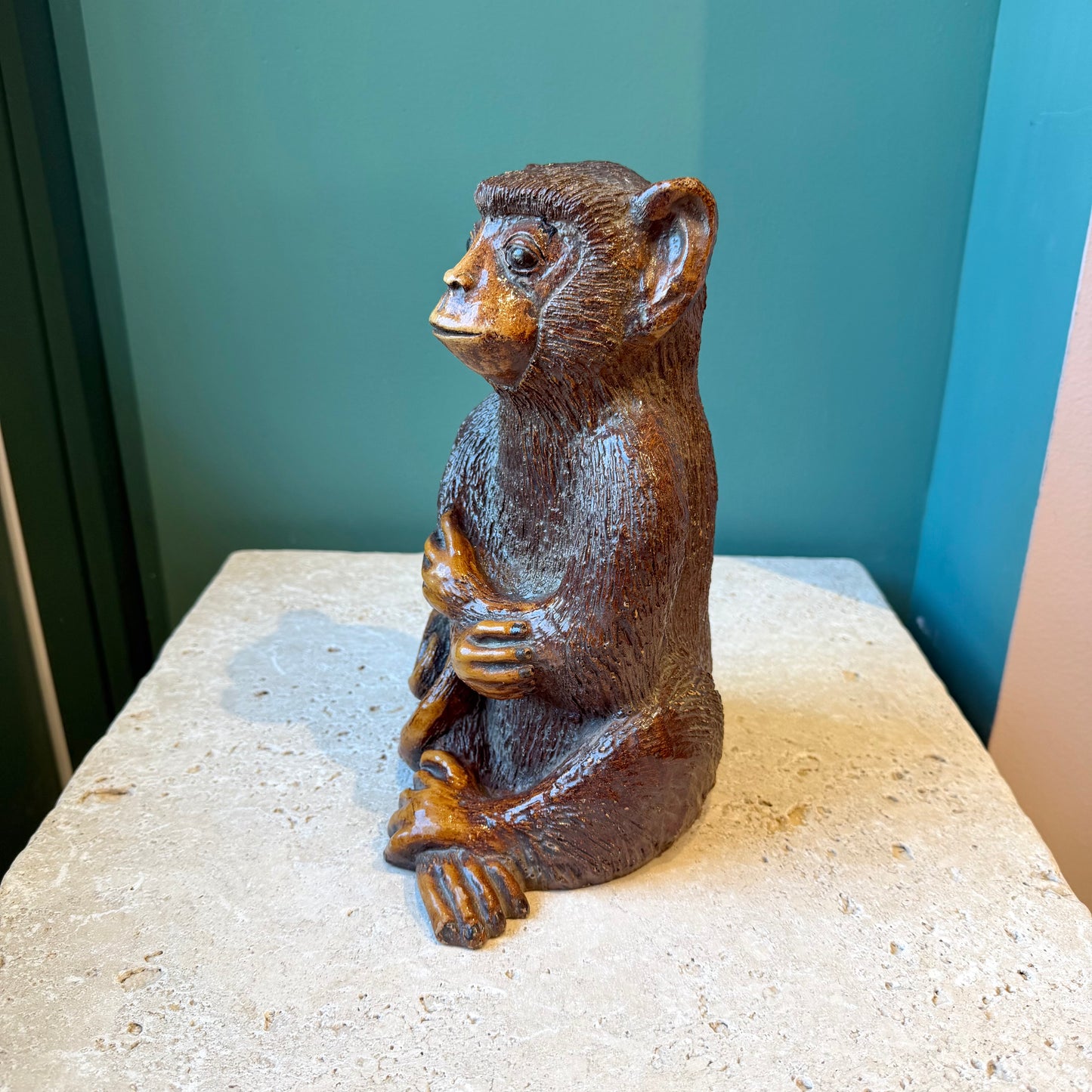 Vintage Mid-Century Resin Monkey Statue