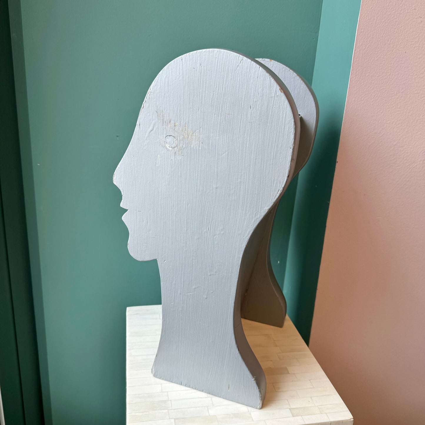 Vintage Wooden Face Profile Umbrella Holder