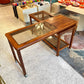 Vintage Lou Hodges Style Oak and Smoked Glass Swiveling Console/Desk