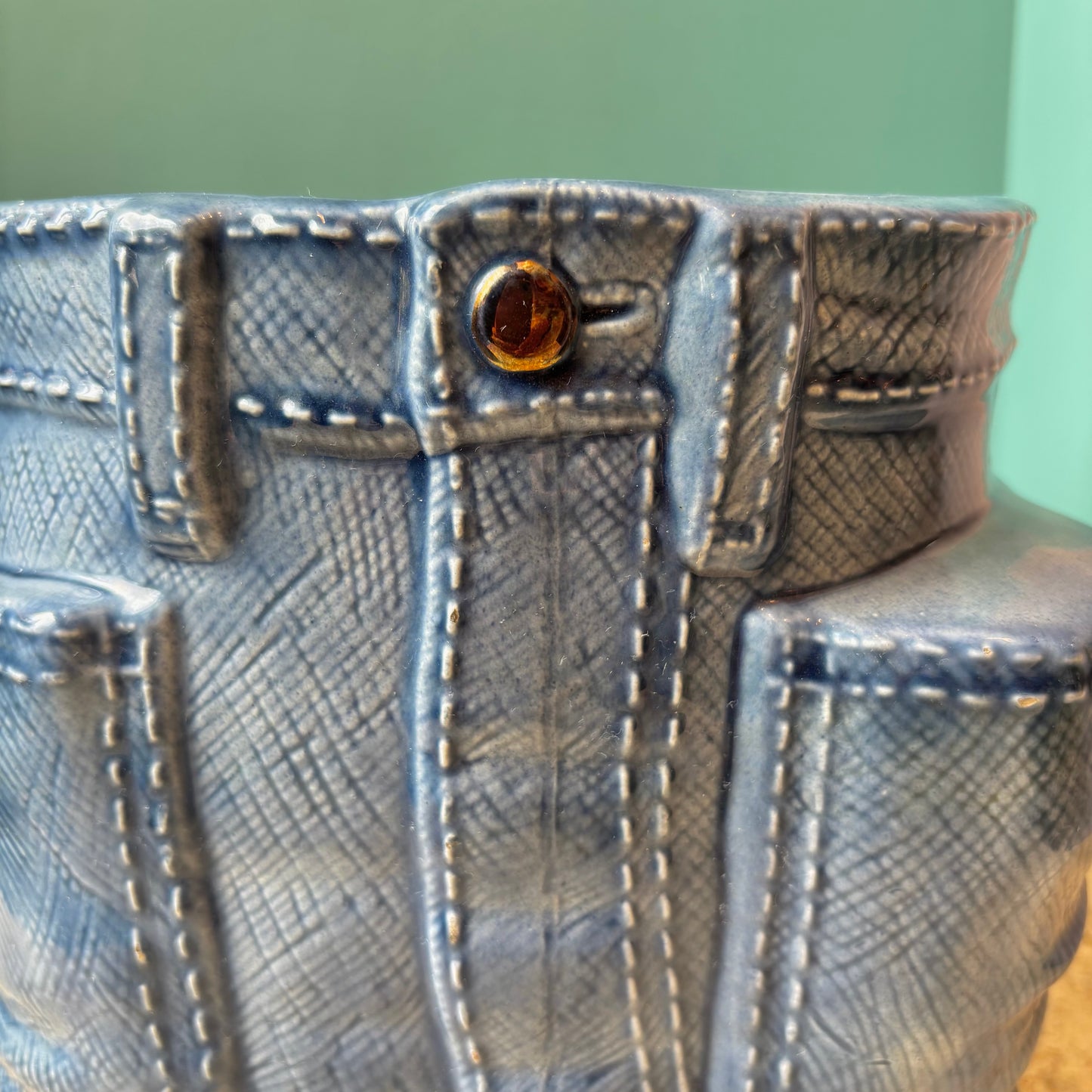 Vintage Ceramic Denim Shorts Planter