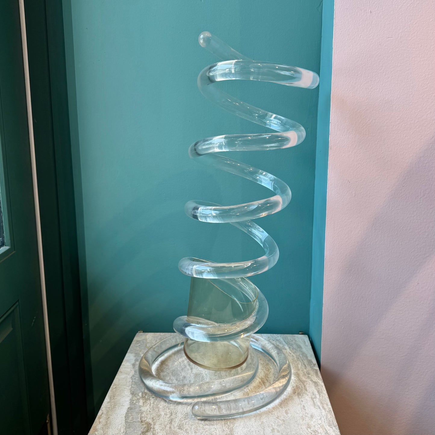 Mid Century Spiral Lucite Umbrella Stand by Dorothy Thorpe (as is)