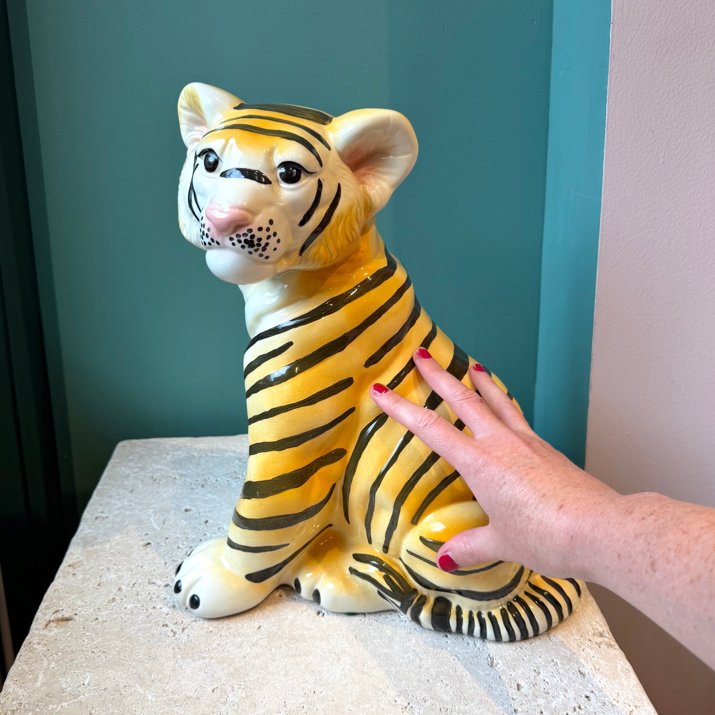 Vintage Ceramic Tiger Cub Statue