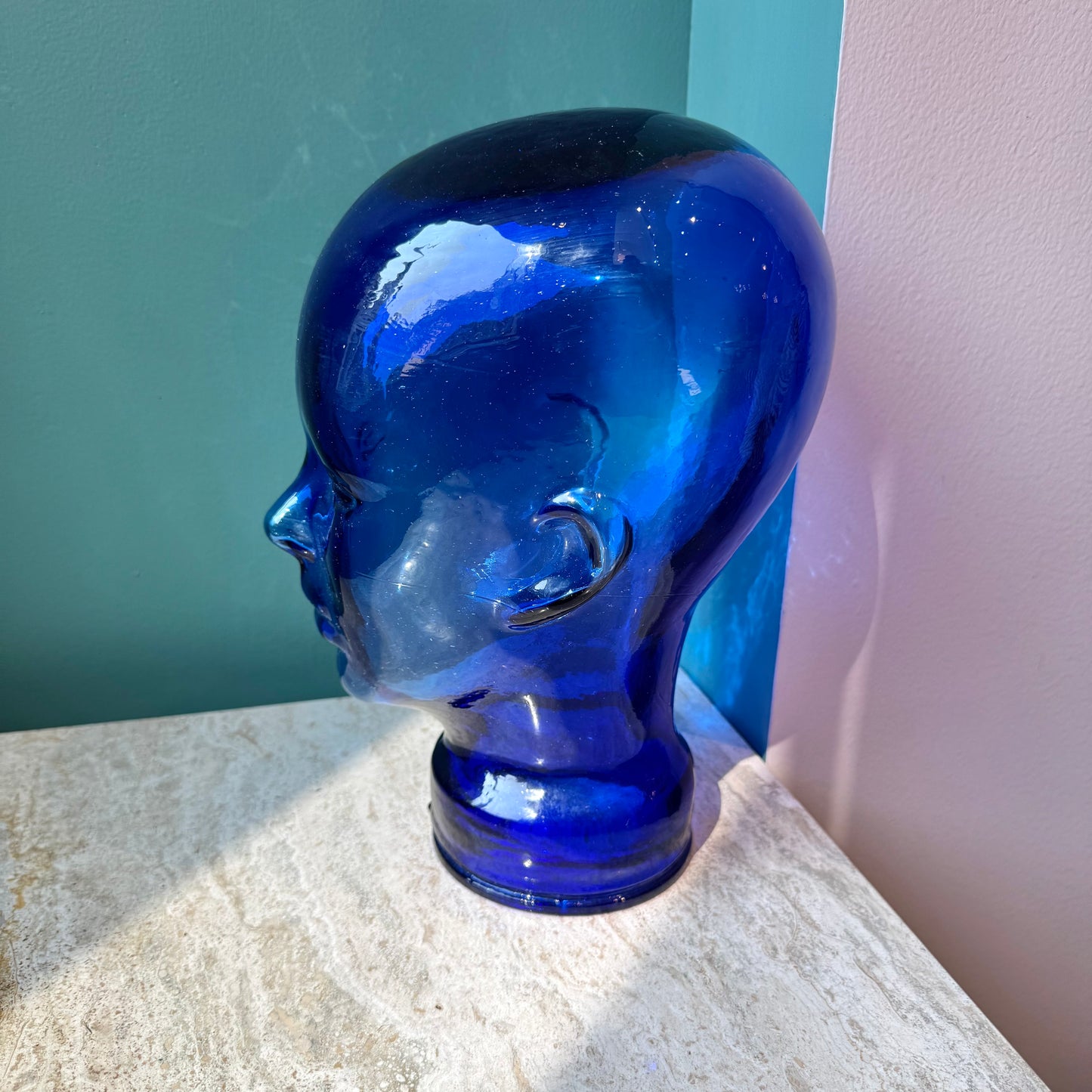 Vintage Cobalt Blue Glass Head