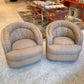 1980's Ruched Back Swivel Barrel Chair