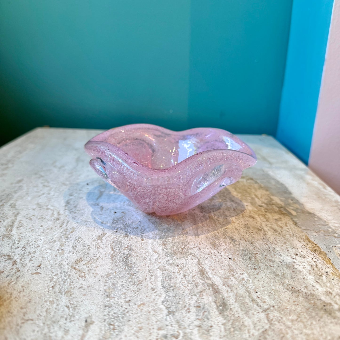 Vintage Pale Pink Murano Glass Ashtray