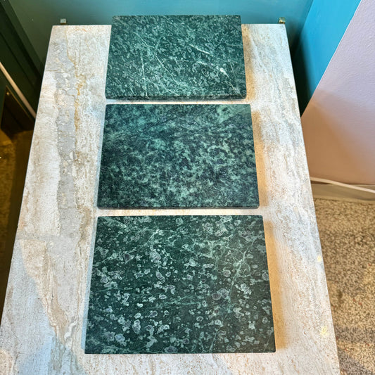 Set of 3 Vintage Green Marble Trivets