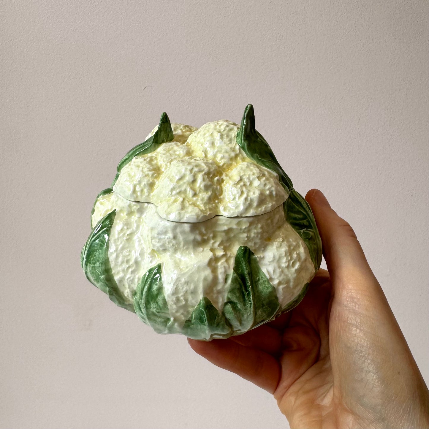 Vintage Italian Vietri Cauliflower Lidded Bowl