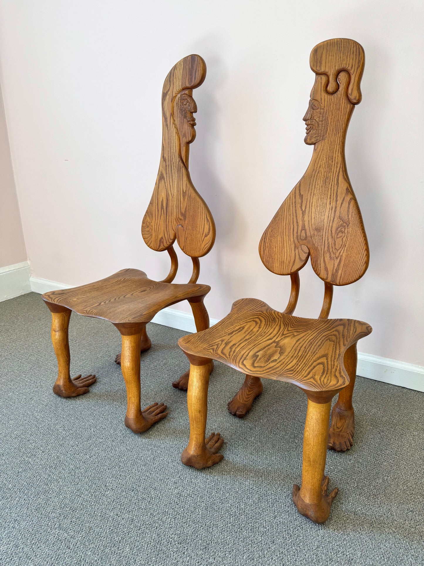 Pair of 1980 Andrew Willner Figure Chairs/Signed and Dated