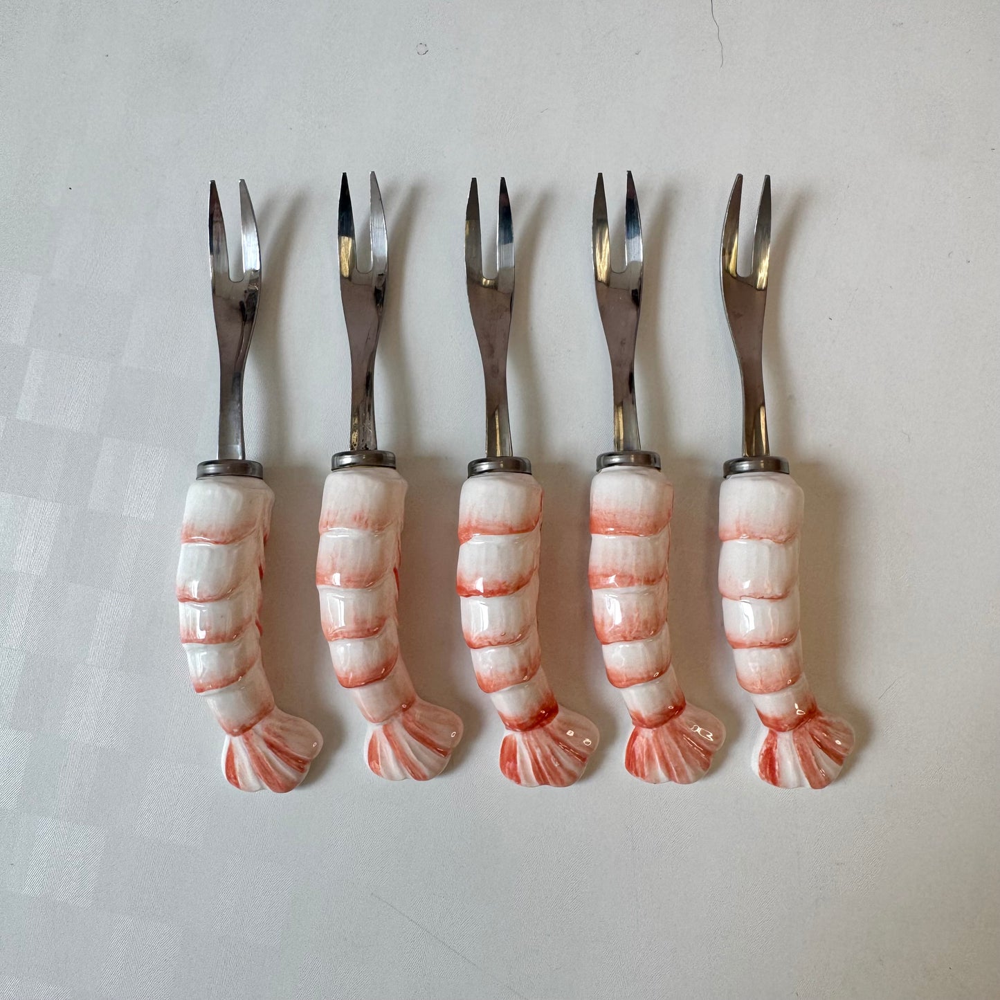 Vintage Set of 5 Shrimp Handled Appetizer Forks by Shafford