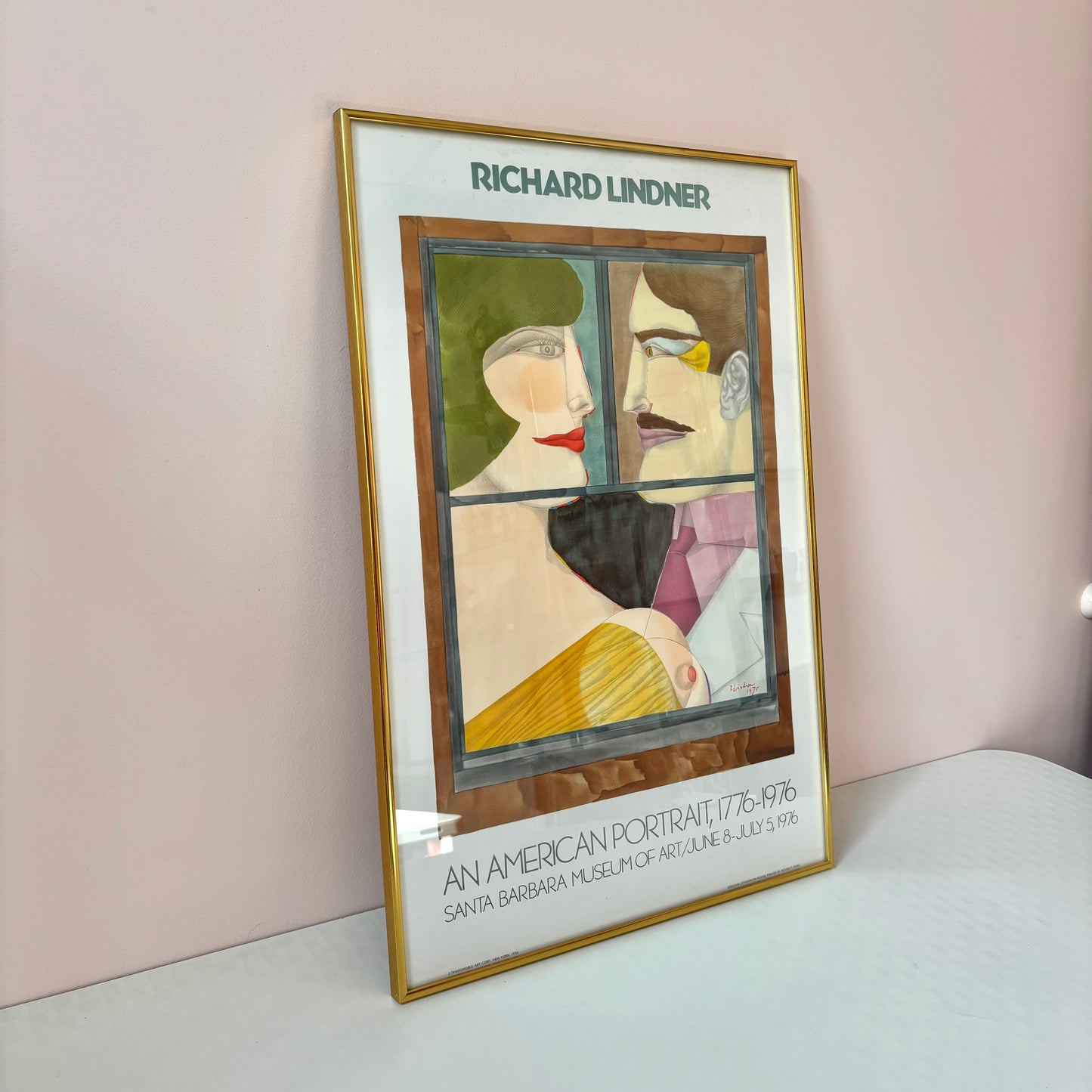 Vintage 1976 "An American Portrait" Framed Exhibition Poster