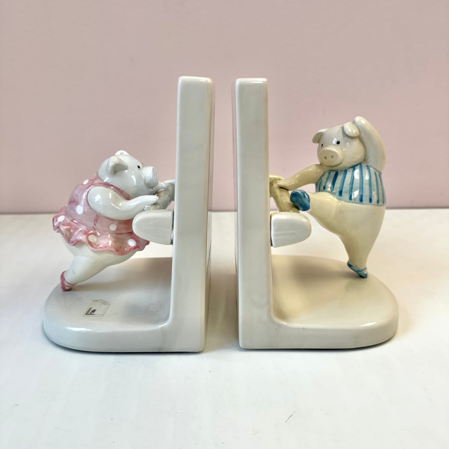 Vintage Flashdance Ballerina Pig Bookends by Fitz & Floyd