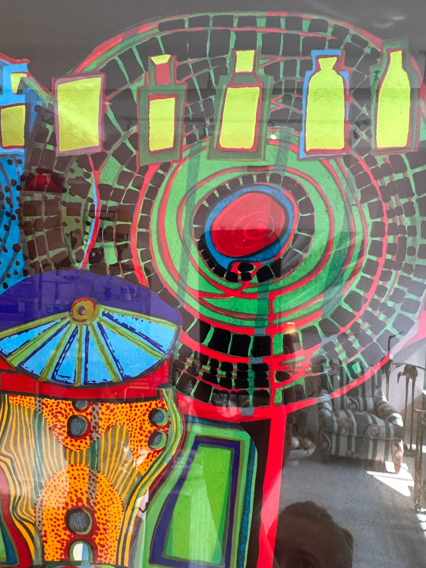 Vintage Hundertwasser Original Framed Museum Poster 1975