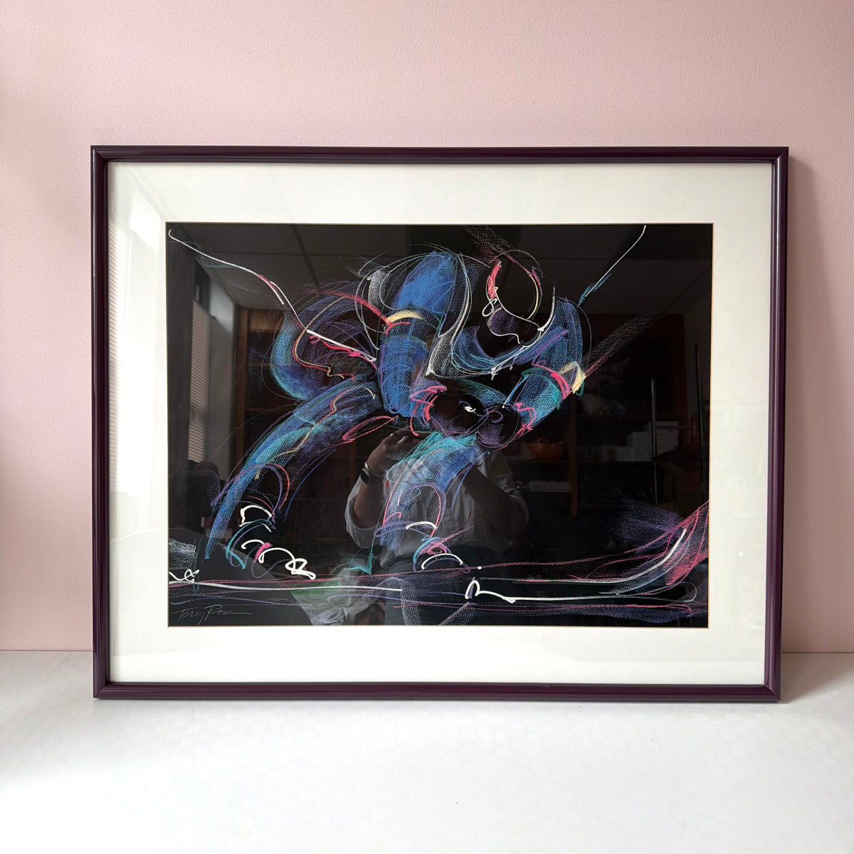 Vintage Framed 1980's "America's Downhill" Art Poster by Terry Rose