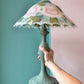 Vintage Tiffany Style Hand Painted Floral Glass Lamp