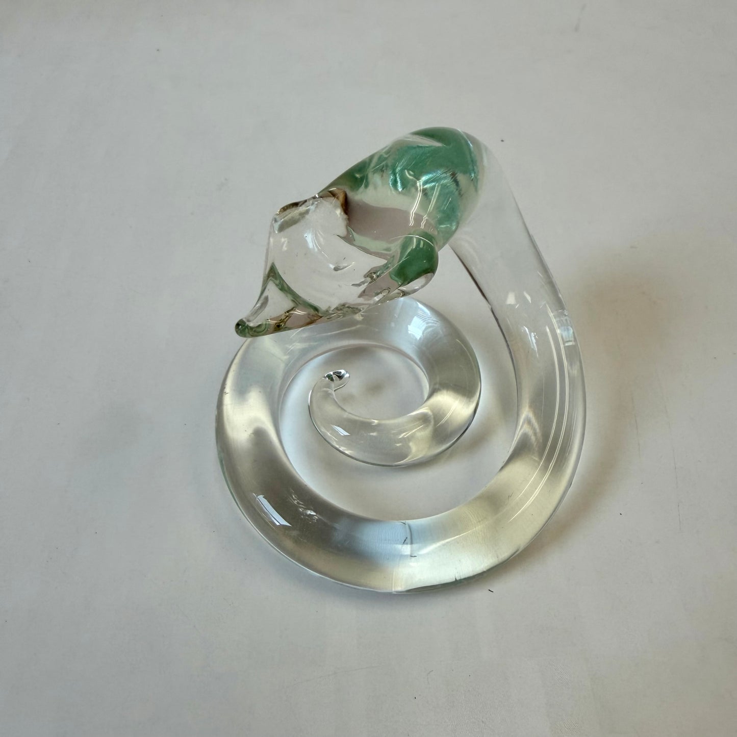 Vintage Baccarat Style Crystal Coiled Snake Figurine Paperweight