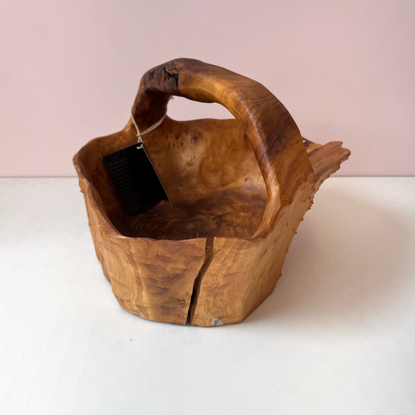 Vintage Hand-Crafted Live Edge Carved Wooden Root Bowl