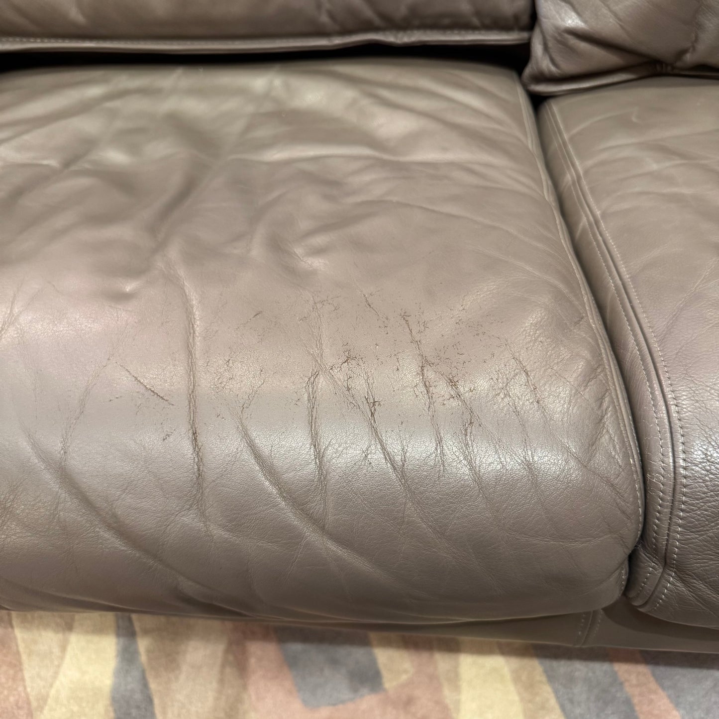 1980's Vintage Taupe Leather Adjustable Sofa by Durlet