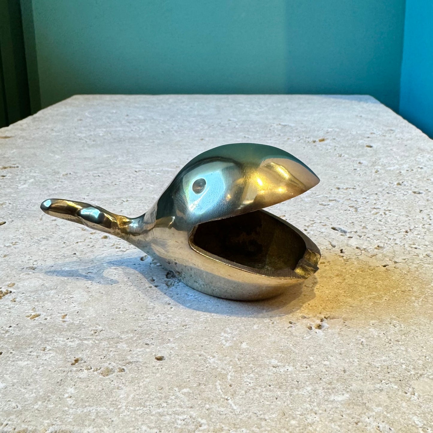 Vintage MCM Brass Whale Open Mouth Ashtray