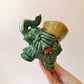 Vintage Green Glazed Ceramic Elephant Planter