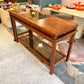 Vintage Lou Hodges Style Oak and Smoked Glass Swiveling Console/Desk