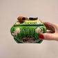 Antique Green Majolica Pipe Lidded Box