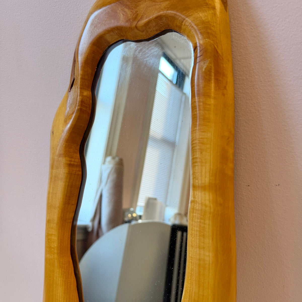 Vintage Live Edge Carved Wood Mirror from Fabulous Furniture