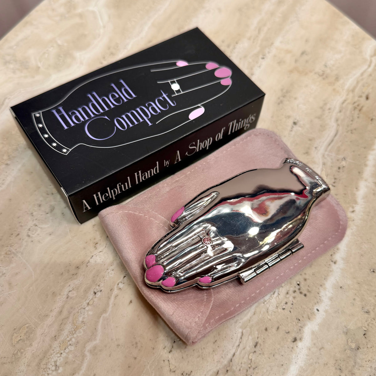 Silver Handheld Compact Hand Mirror