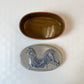 Vintage Folk Art Stoneware Rooster Box