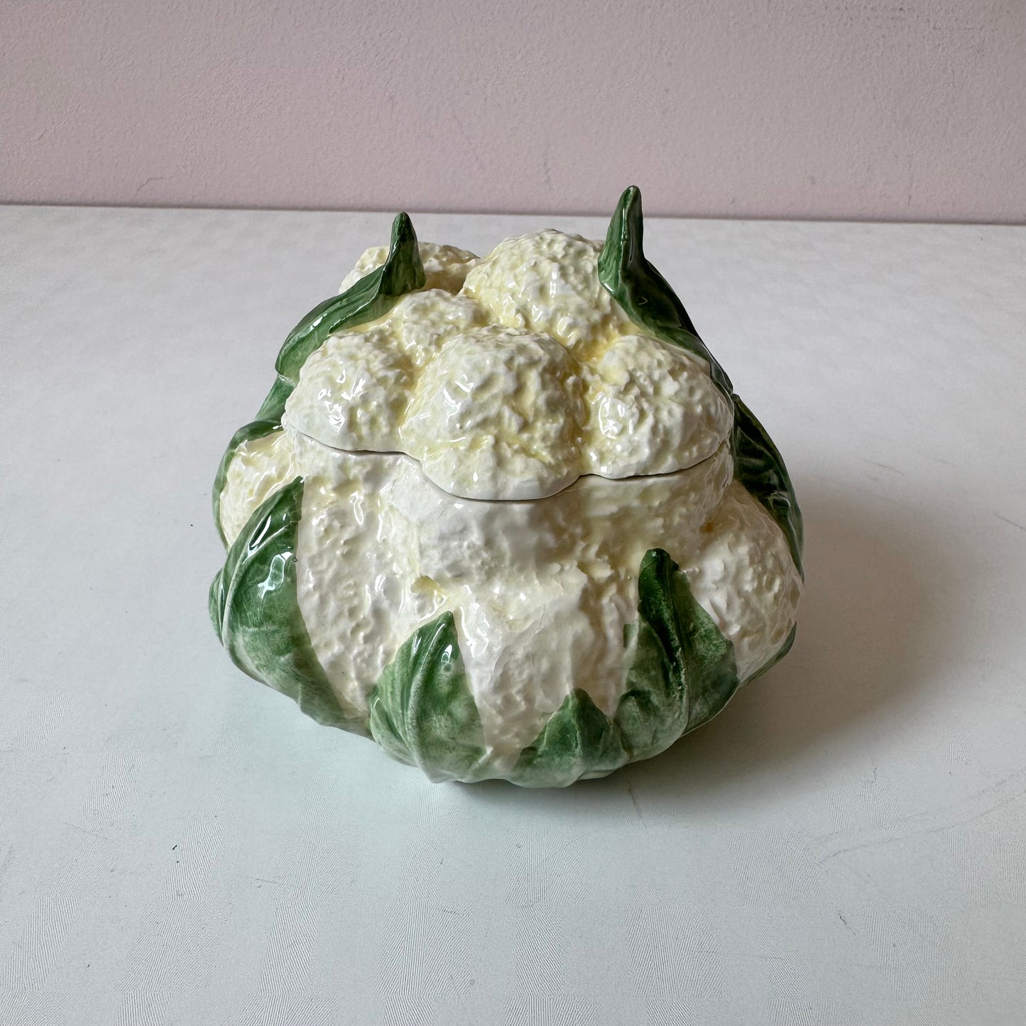 Vintage Italian Vietri Cauliflower Lidded Bowl