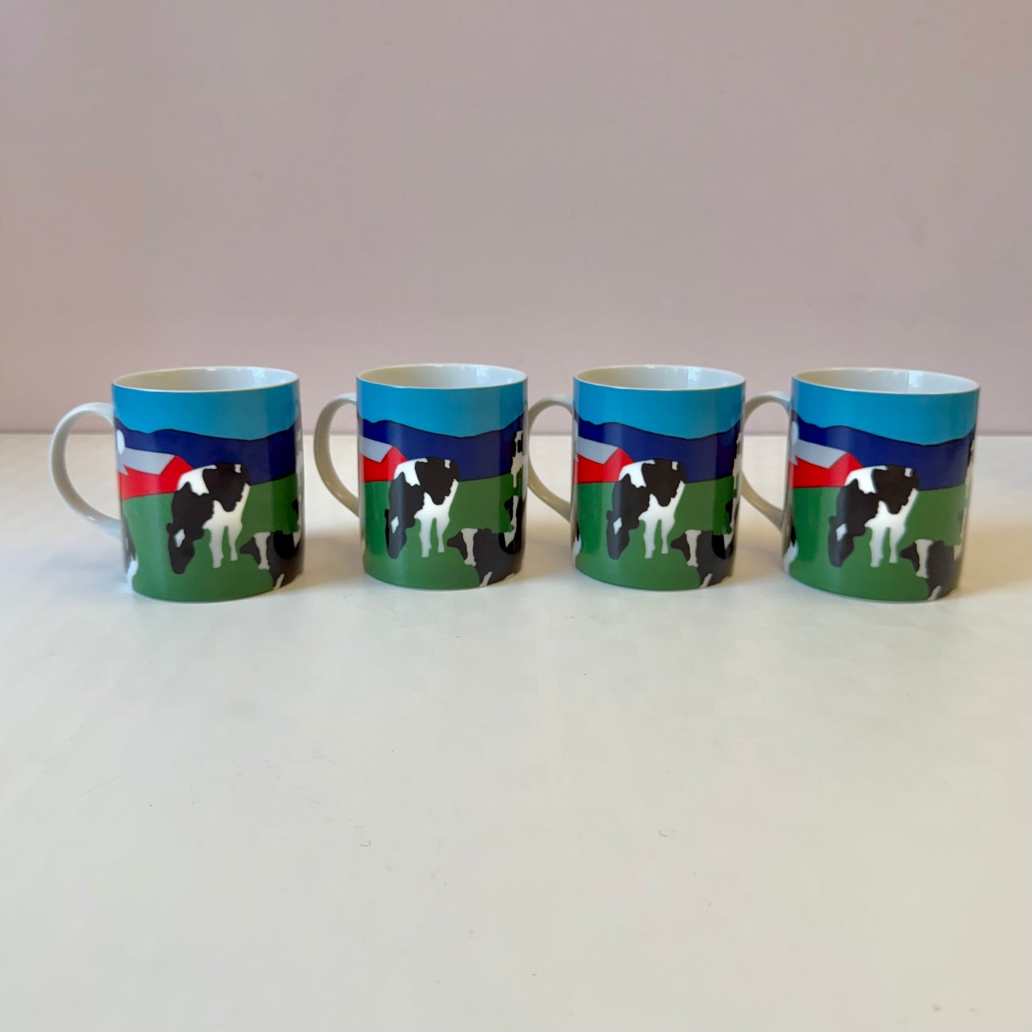 Vintage 1987 Woody Jackson Cow Mugs - set of 4