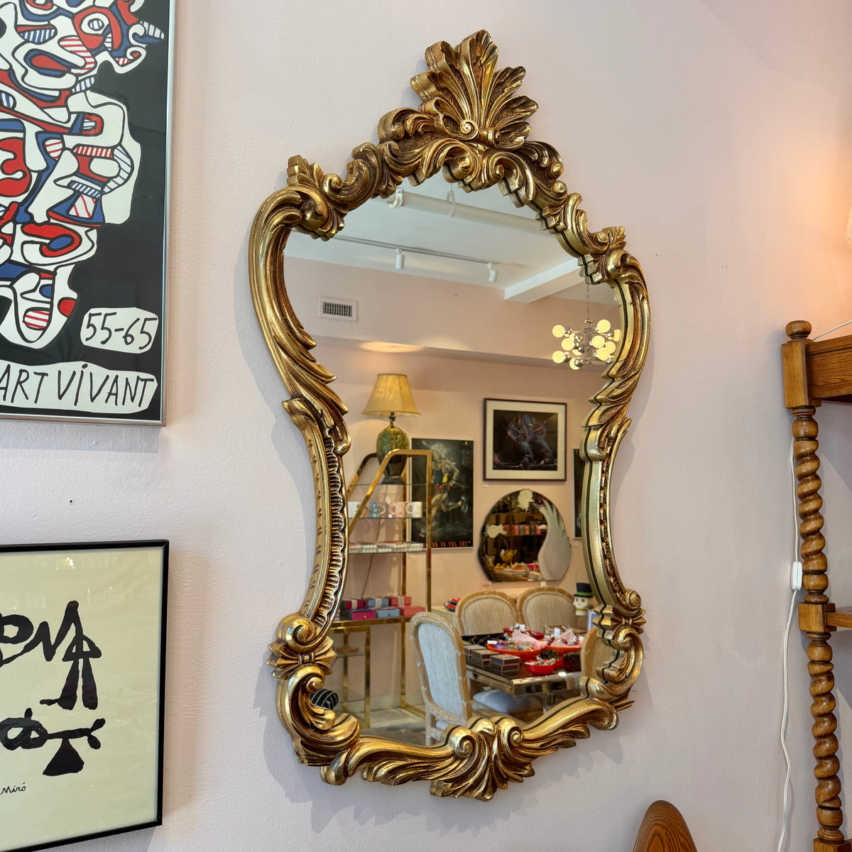Vintage Large Rococo Giltwood Style Mirror by Union City Mirror