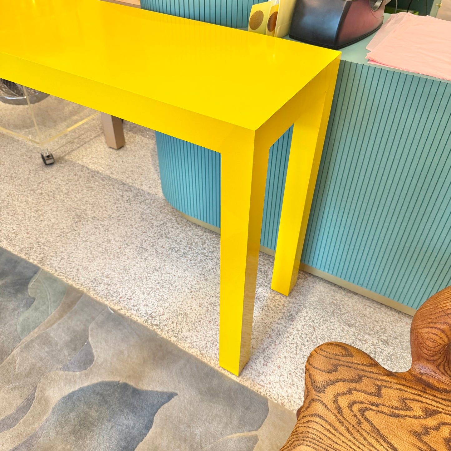 Vintage Yellow Laminate Console Table by Milo Baughman for Thayer Coggin