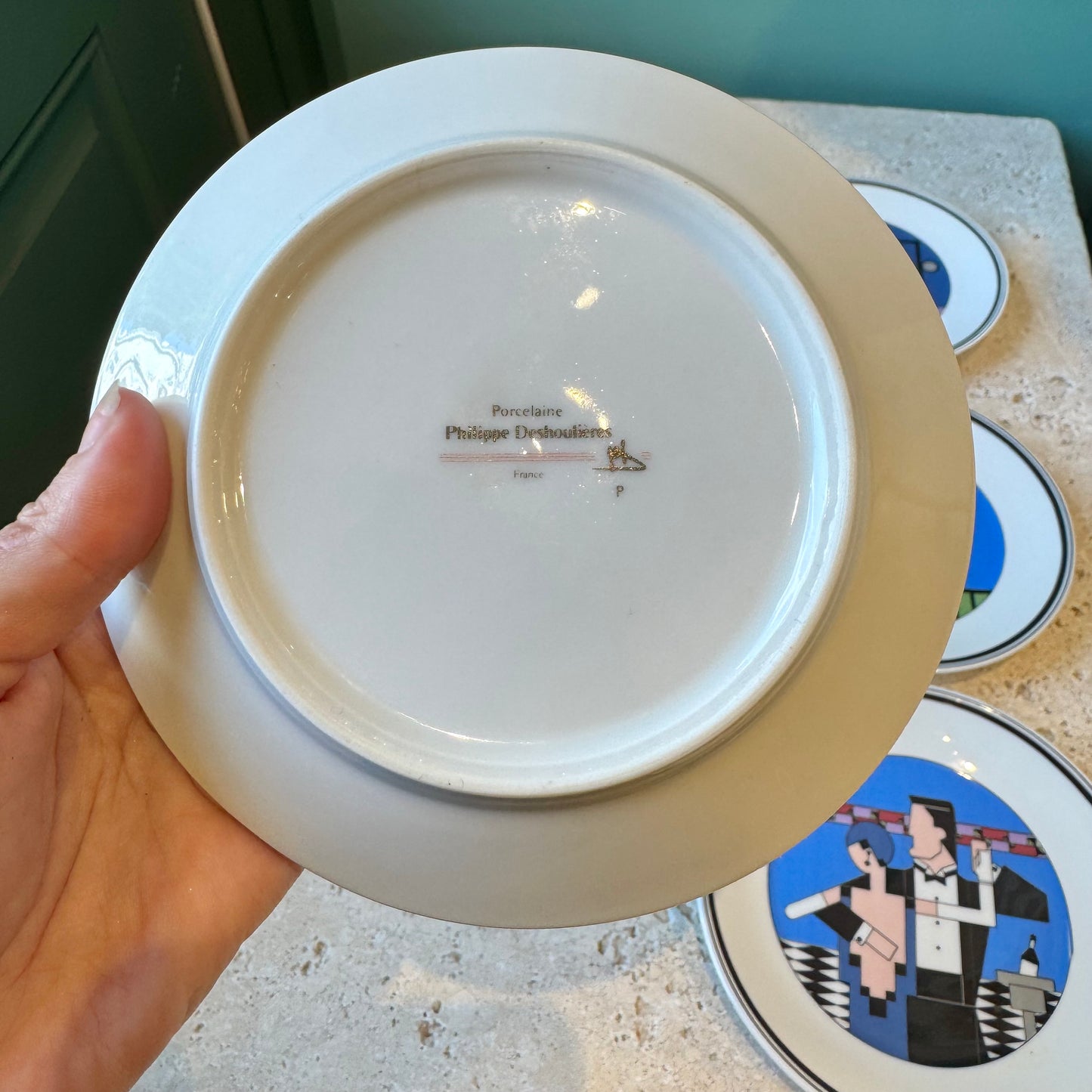 Set of 6 Vintage Philippe Deshoulières Art Deco Cocktail Plates