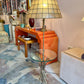 Vintage Capiz Shell Floor Lamp with Sheaf of Wheat Table
