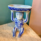 Vintage Chinoiserie Porcelain Monkey Holding a Bowl Statue
