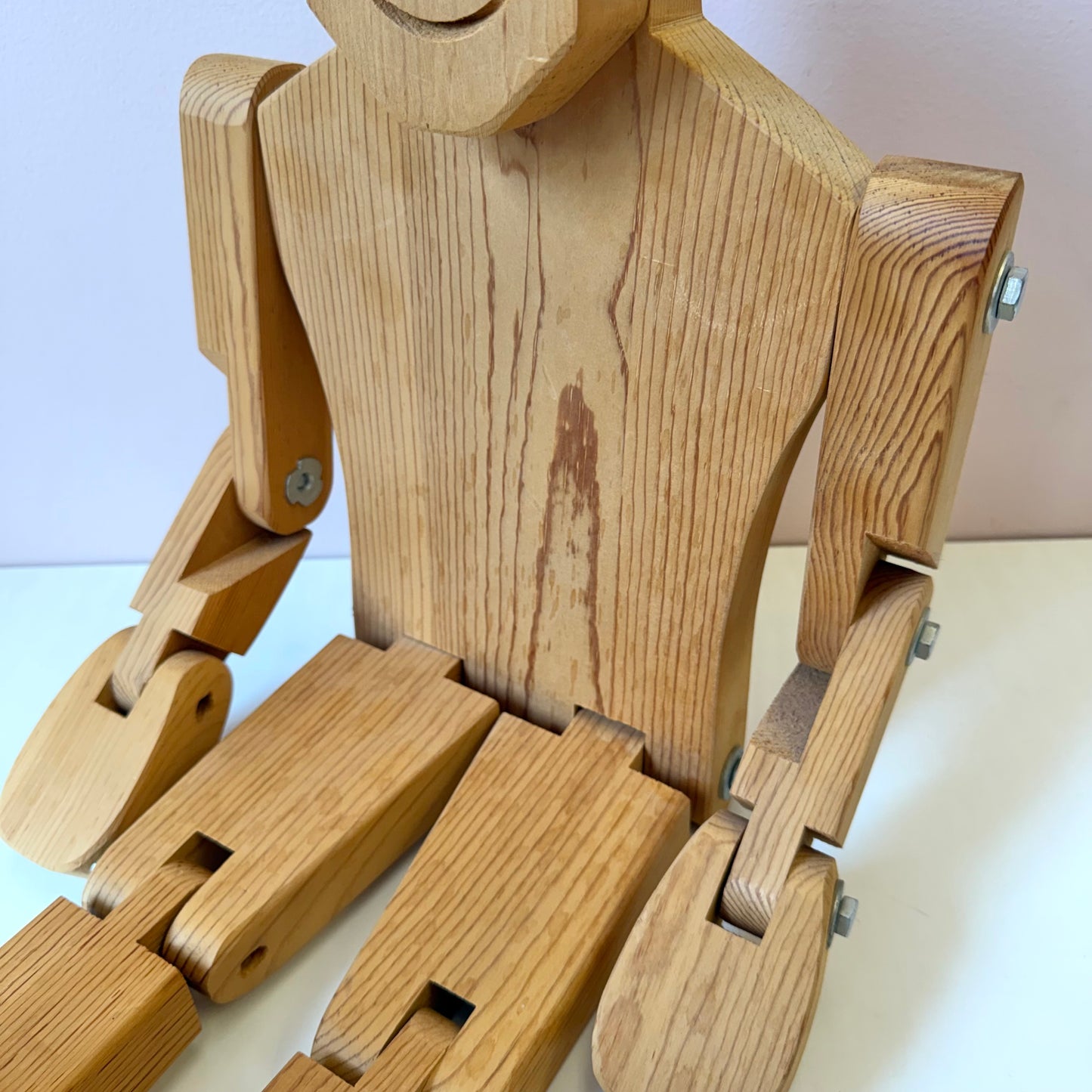 Vintage Articulating Wooden Man Statue
