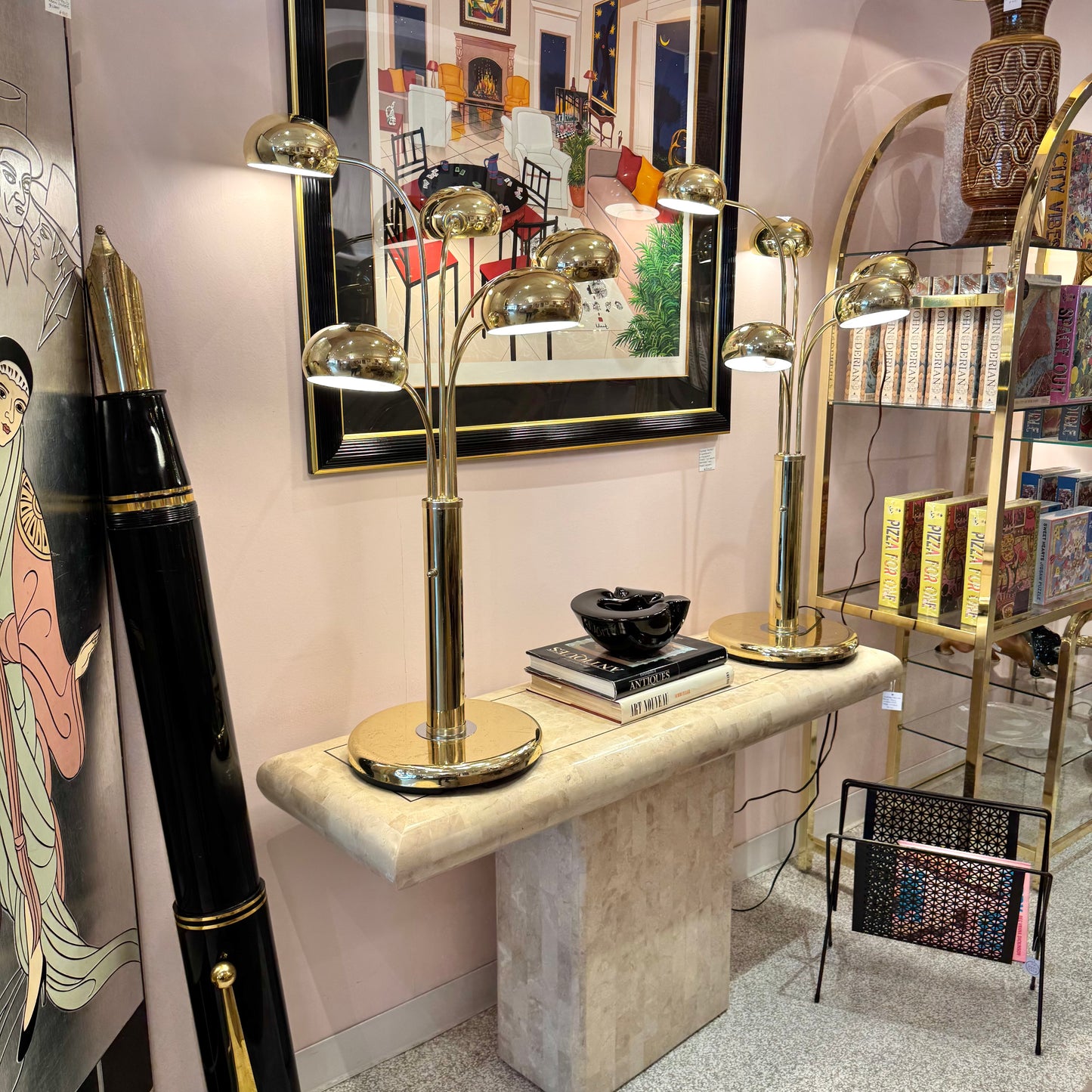 Vintage Five-Headed Brass Table Lamp
