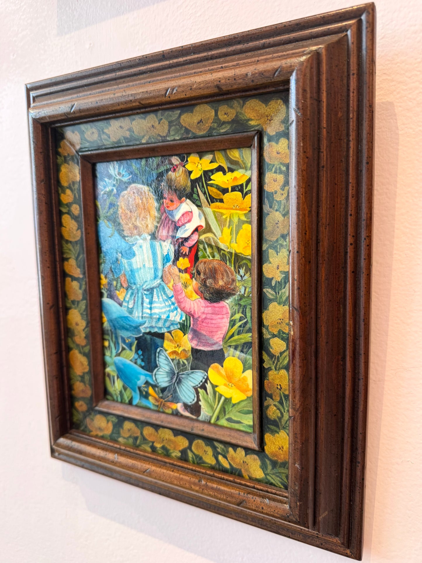 Vintage Small Original Framed "The Buttercup Day" 1982 Acrylic on Board Painting by Phyllis Londraville