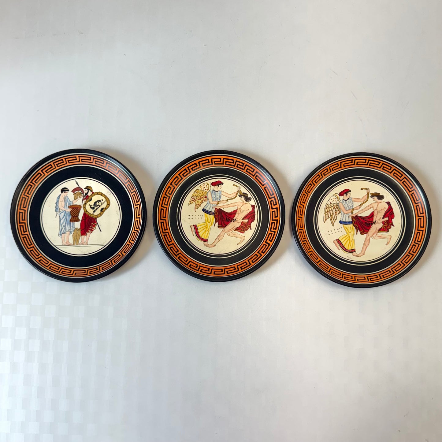 Vintage Set of 3 Mid-Century Greek Wall Hanging Plates by D. Vassilopoulos
