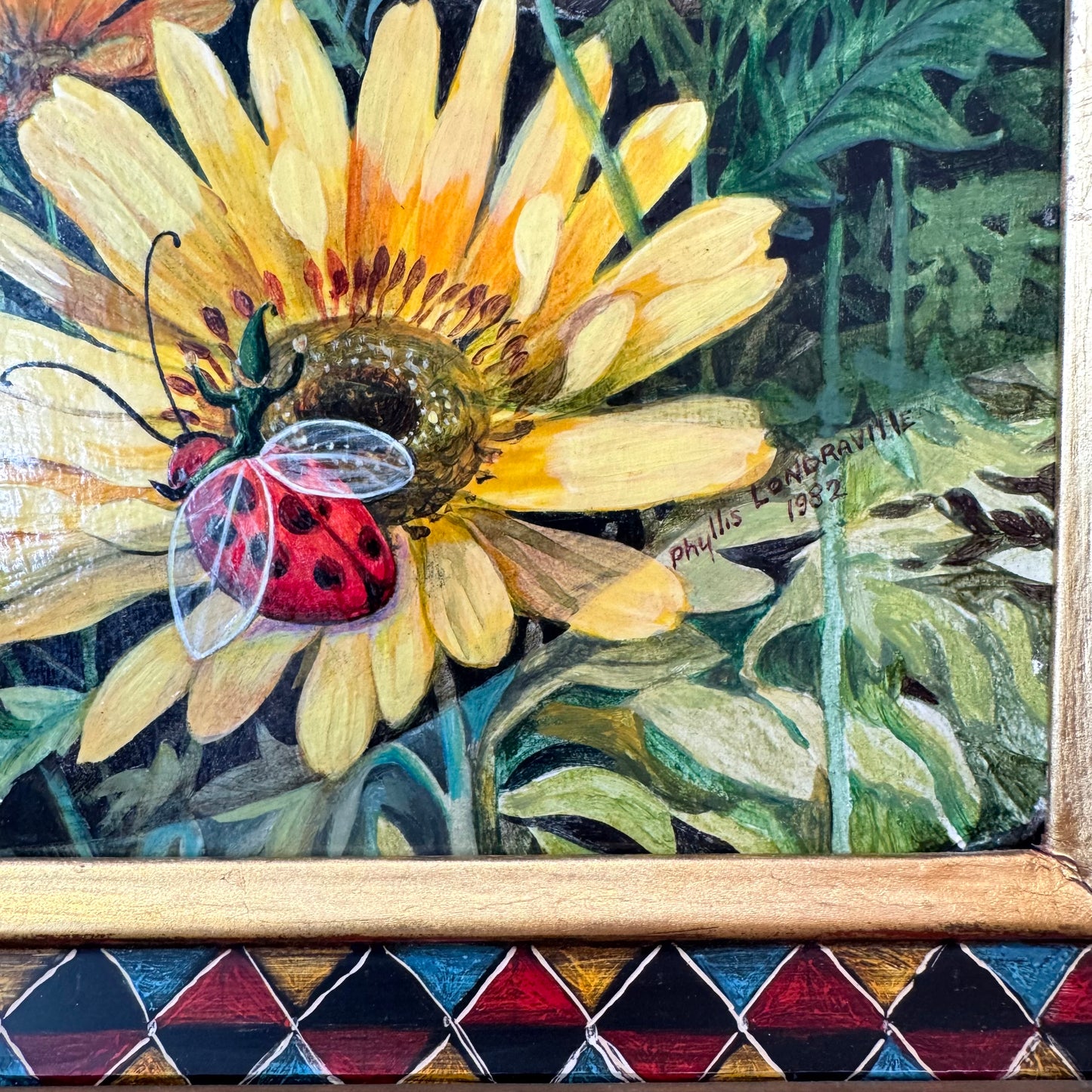 Vintage Original Framed "Summer Fantasy" 1982 Acrylic on Board Painting by Phyllis Londraville