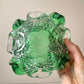 Vintage Green and Silver Leaf Murano Glass Bowl