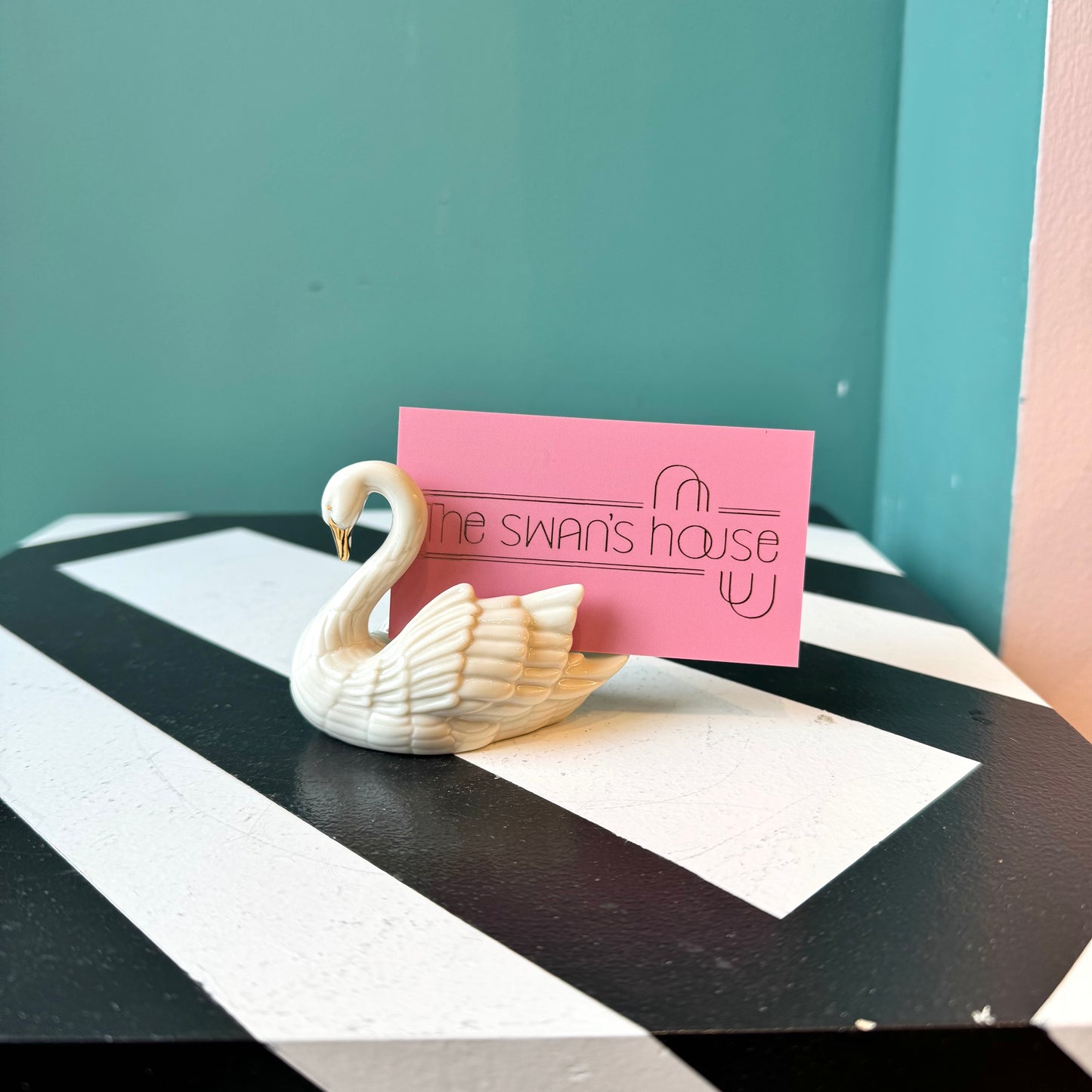 Vintage Porcelain Lenox Swan Figurine/Card Holder