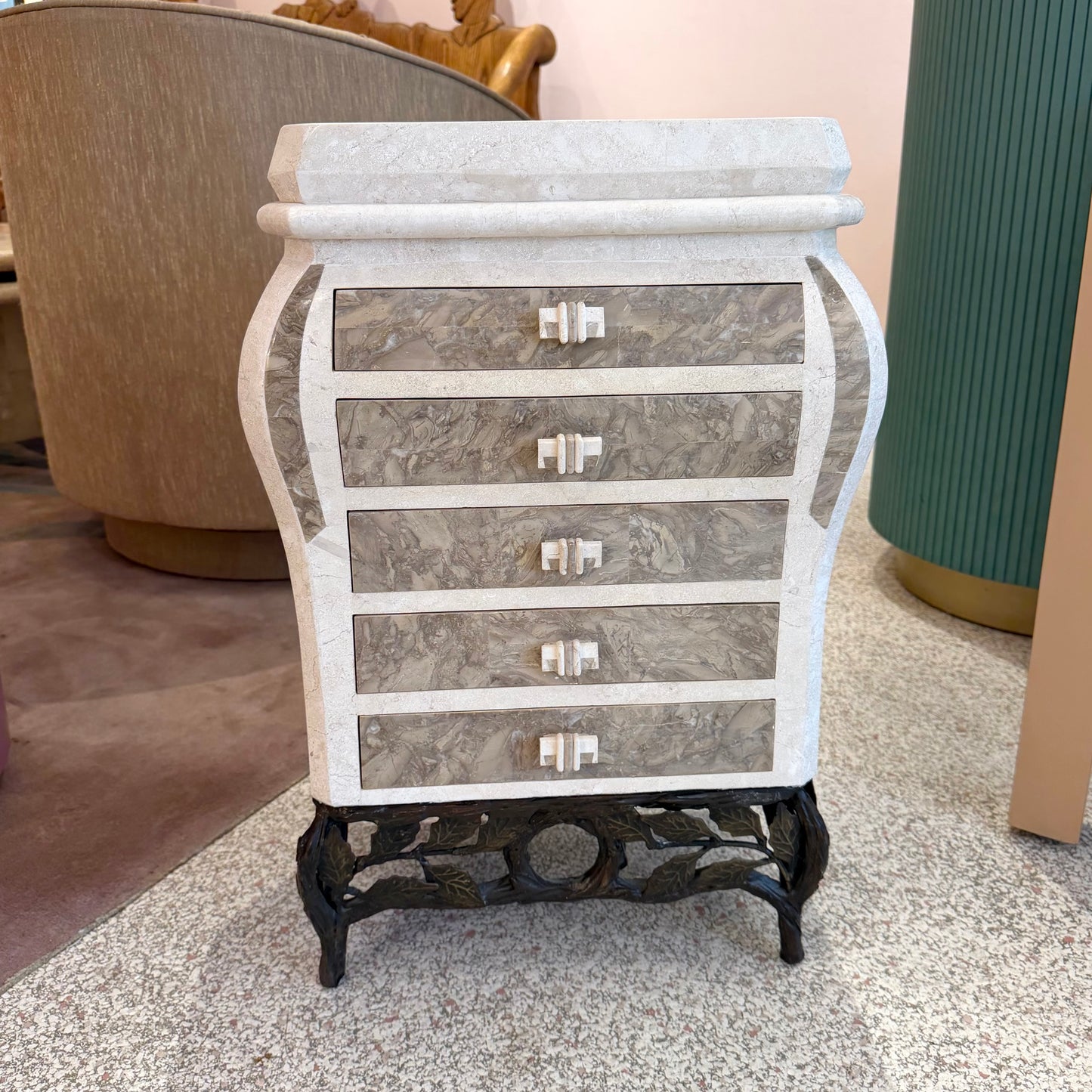 1980’s Tessellated Stone Chest of Drawers/Jewelry Armoir by Renoir Designs