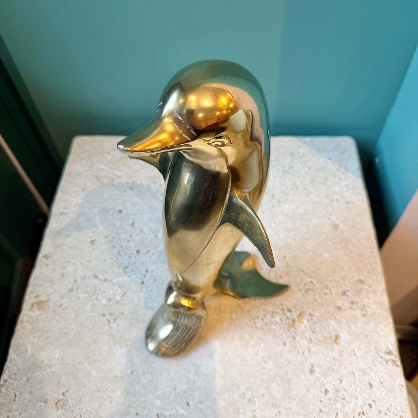 Vintage Brass Dolphin Statue