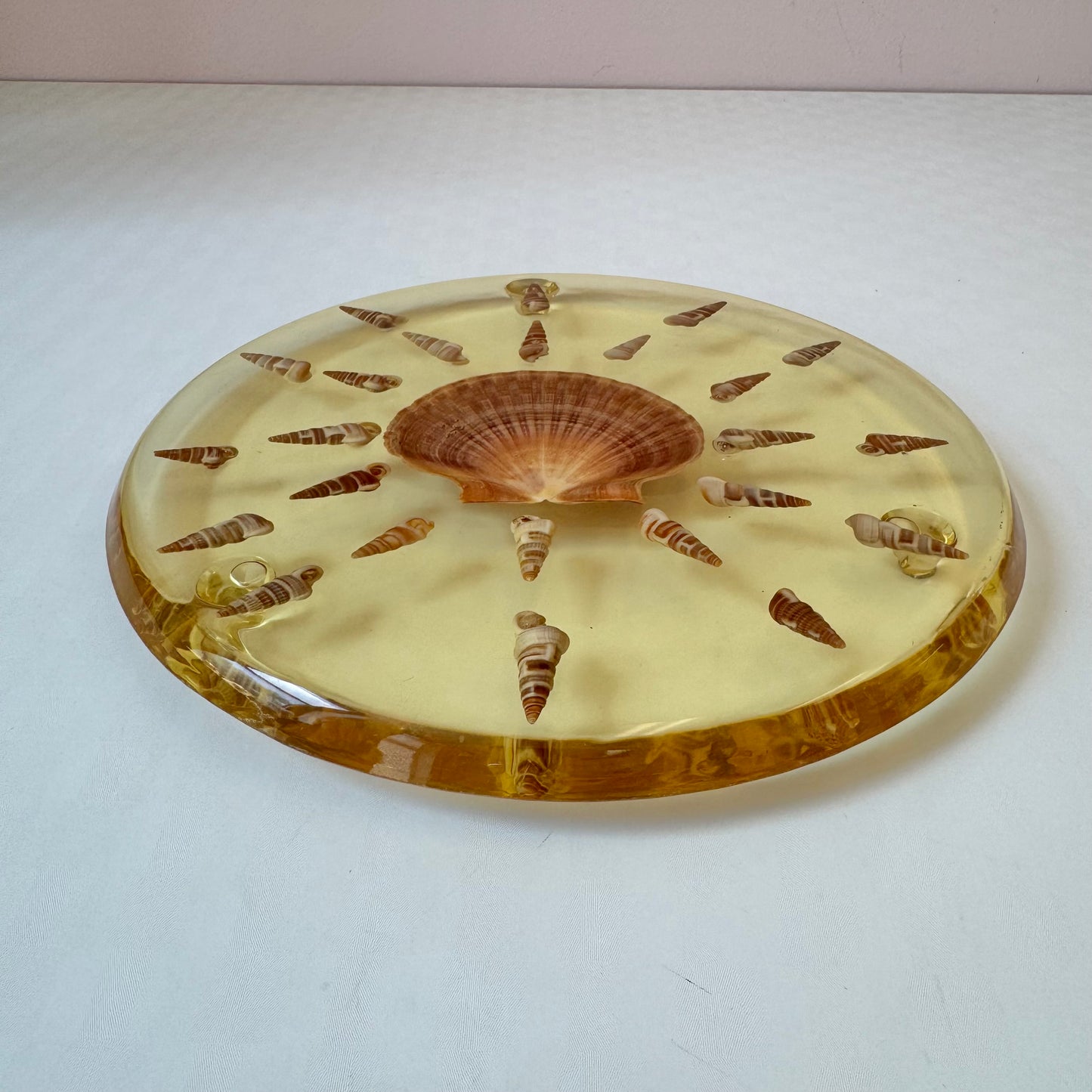 Vintage Lucite Seashell Trivet Dish by Capricia Creations