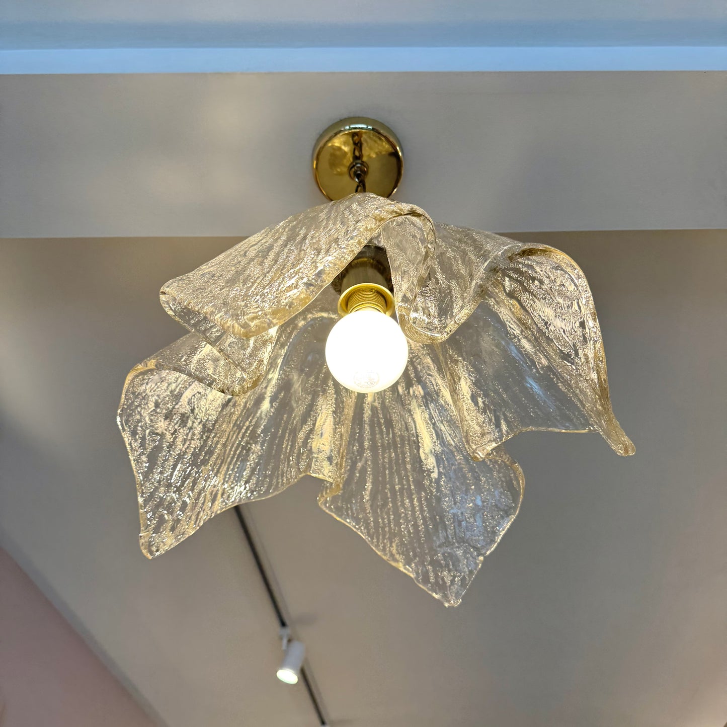 Vintage Mazzega Style Murano Glass Handkerchief Pendant Light Fixture