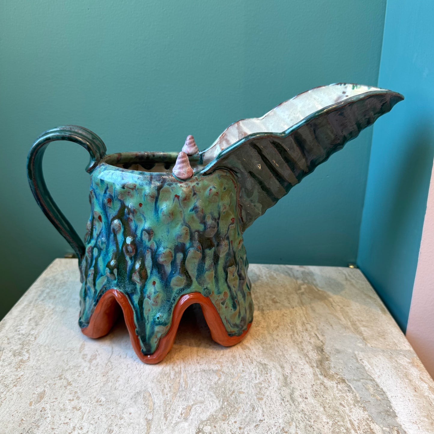 Large Vintage Studio Pottery Pitcher signed Flyn