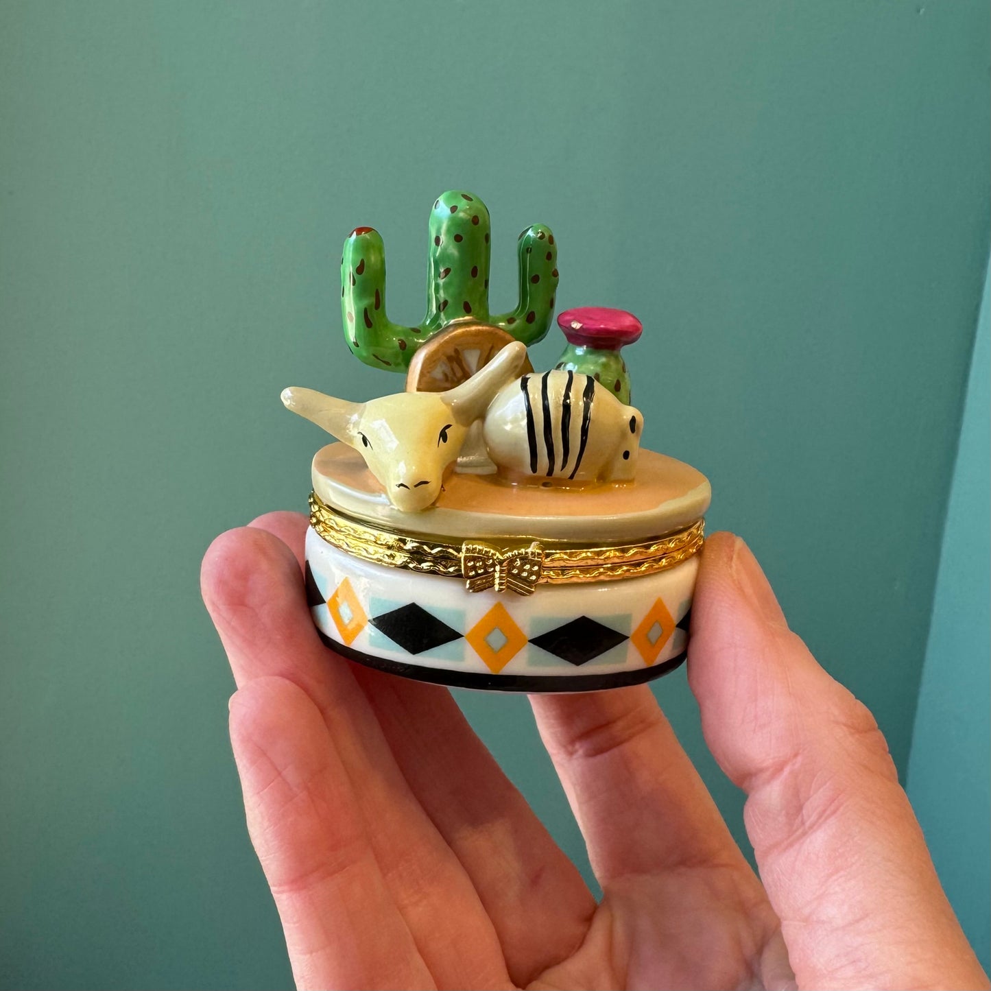 Cactus & Skull Hand Painted Trinket Box